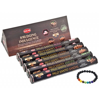 HEM Palo Santo Premium incense blends & chakras energy balancing bracelet gift set
